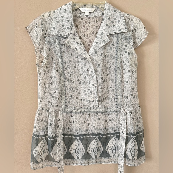 Marc Jacobs 100% Silk Printed Blouse Size 6 - Picture 1 of 6
